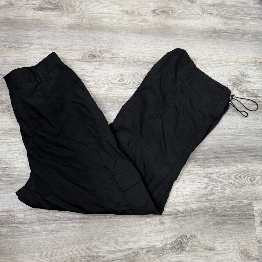 Paper Moon Cargo Pants Black Drawstring Waist Wide Leg‎ Womens Size L